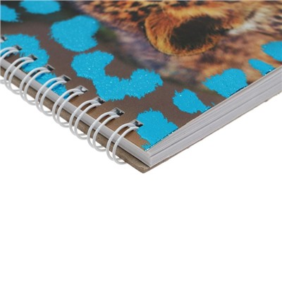 Скетчбук Calligrata А5, 50 листов, твёрдая обложка, "Леопард", металлизированный картон с объёмным рисунком, блок 100 г/м2