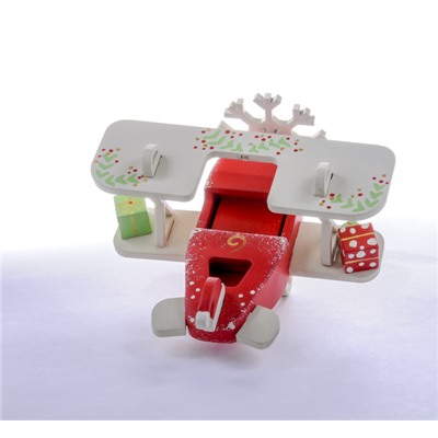 Елочная игрушка, сувенир - Самолет Биплан 3020 Santa