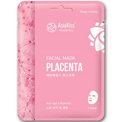 AsiaKiss Маска для лица тканевая ЭКСТРАКТ ПЛАЦЕНТЫ Facial Mask Placenta 25 г