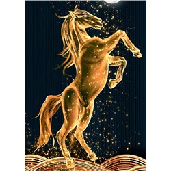 Алмазная мозаика картина стразами Золотой конь, 30х40 см