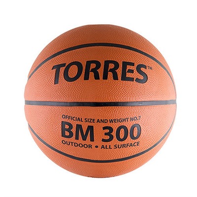 Мяч баск. TORRES BM300 р. 7, резина, темнооранж.