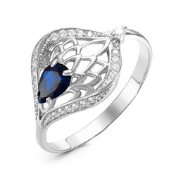 Серебряное кольцо с фианитом синего цвета  095