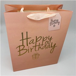 Подарочный пакет(M) "Happy birthday", pink
