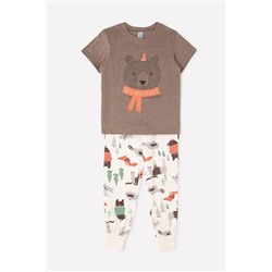 Пижама для мальчика Crockid К 1529 коричневый меланж + зима в лесу