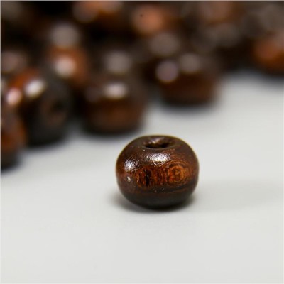 Бусины деревянные "Астра" круглые, 8 мм, 50 гр, тёмно-коричневый