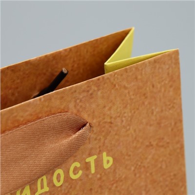 Пакет крафтовый горизонтальный «Несу радость», S 15 × 12 × 5,5 см