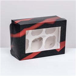 Упаковка на 6 капкейков с окном , "Самому смелому", 25 х 17 х 10 см