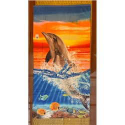 Пляжное полотенце «Дельфин на закате» 140х70 см