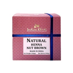 Natural Henna NUT BROWN, Indian Khadi (Натуральная Хна для волос ОРЕХОВО-КОРИЧНЕВАЯ, Индиан Кхади), 100 г.