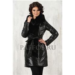 Черная женская куртка с отделкой из норки