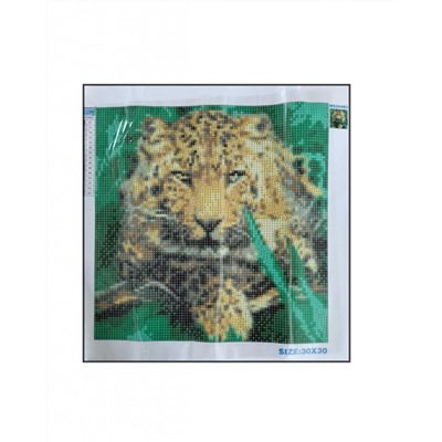 Алмазная мозаика картина стразами Леопард, 30х30 см