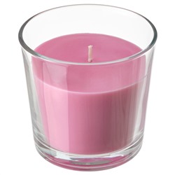 SINNLIG СИНЛИГ, Ароматическая свеча в стакане, Вишневый/ярко-розовый, 9 см