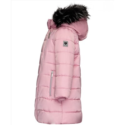 Розовое зимнее пальто