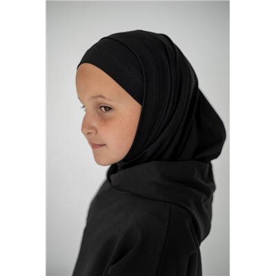 Арт. 19000 Детский комплект хиджаб с шапочкой. Цвет черный.