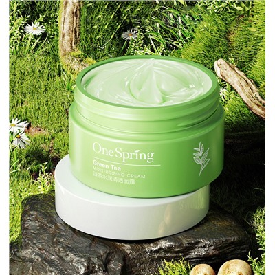(ЗАМЯТА КОРОБКА) Крем для лица с зеленым чаем One Spring Green Tea Moisturizing Cream, 50 гр.