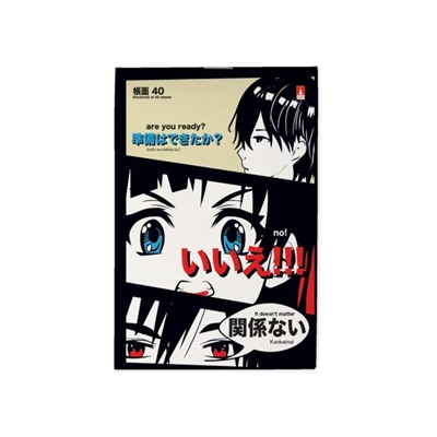Блокнот А6, 40 листов в клетку на скрепке, Manga Anime, обложка картон, блок 55 г/м2, МИКС