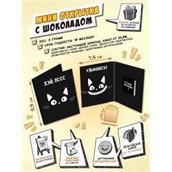 Мини открытка, УЛЫБНИСЬ, молочный шоколад, 5 гр., TM Chokocat