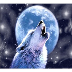 Алмазная мозаика картина стразами Воющий на луну волк, 30х40 см