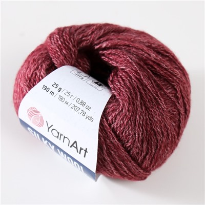 Пряжа "Silky Wool" 35% силк район, 65% мерино. вул 190м/25г (344 брусника)