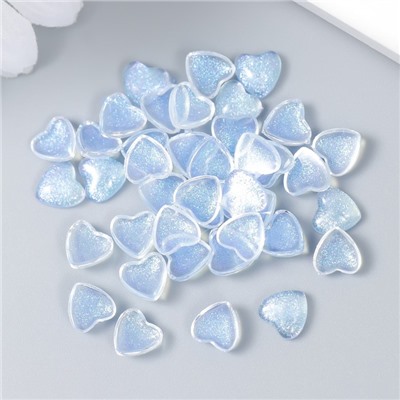 Декор для творчества пластик "Сердечки с блеском" набор 40 шт полупроз.голубой 0,8х0,8 см