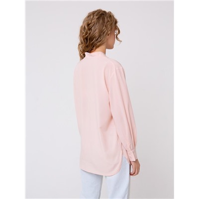 Блуза персикового цвета с V-образным вырезом и длинными рукавами
