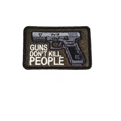 Нашивка на липучке Guns dont kill people, 8х5 см