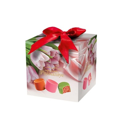 Ассорти конфет из пишмание  "Тюльпаны" со вкусом клубники, арбуза и апельсина во  фруктовой глазури 300 гр куб