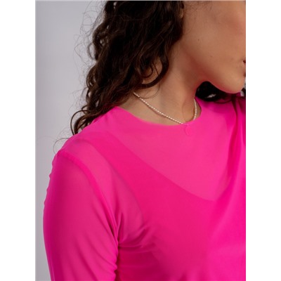 Арт. 49106 Пляжная футболка сетка женская. Цвет розовый.
