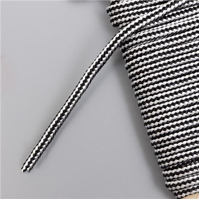 Тесьма декоративная шнур "Чёрно-белый круглый" намотка 5 м ширина 0,3 см