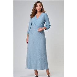 Женское нарядное длинное платье голубого цвета plus size