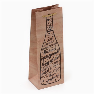 Пакет под бутылку «Истина в вине», 36 х 13 х 10 см