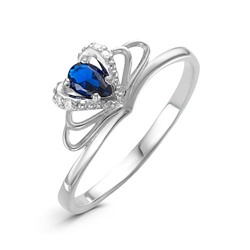 Серебряное кольцо с фианитом синего цвета 030