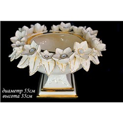 30-048 Декоративная ваза с цветами белая 55см.(х1) Фарфор