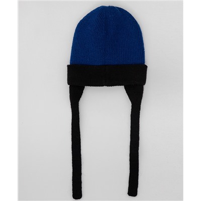 Принтованная синяя шапка с завязками