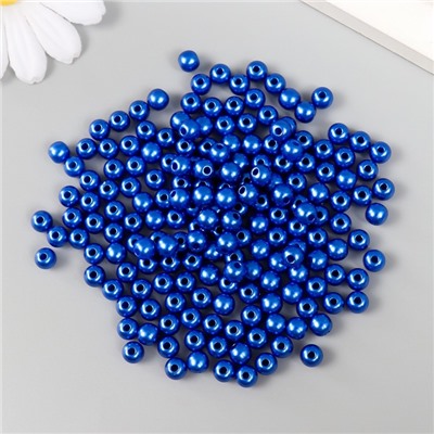 Набор бусин "Рукоделие" пластик, диаметр 6 мм, 25 гр, королевский синий