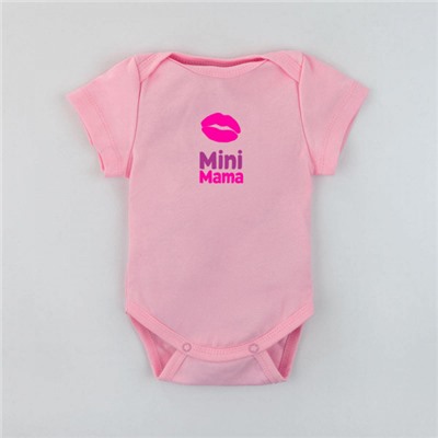 Боди розовый с коротким рукавом Mini MAMA lips