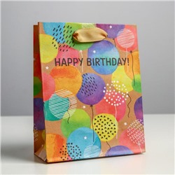 Пакет крафтовый вертикальный Happy birthday, S 12 × 15 × 5.5 см