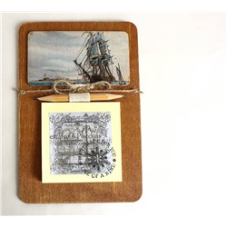 Мужской сувенирный магнит handmade Парусник с блокнотом для записей Milotto арт.003491