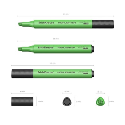 Маркер текстовыделитель ErichKrause Visioline V-17, 0.6-4.5 мм, чернила на водной основе, зелёный