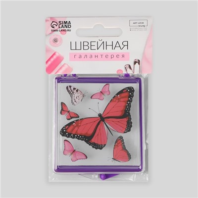 Игольница магнитная «Бабочки», с иглами, 7 × 8 см, цвет фиолетовый