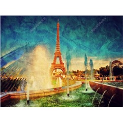 Алмазная мозаика картина стразами Фонтан в Париже, 50х65 см