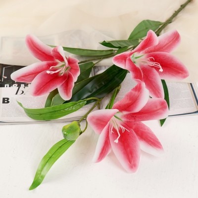 Цветок искусственный три лилии 18*90см розовый 3556660