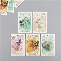 Бирка картон "Бабочки винтаж" набор 10 шт (5 видов) 4х6 см