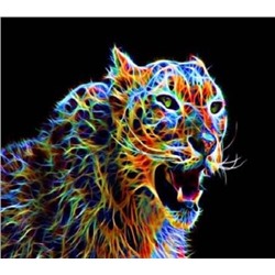 Алмазная мозаика картина стразами Разноцветный леопард, 30х40 см