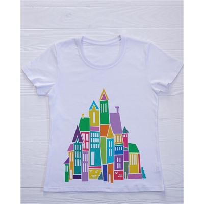 FU30B-M0018 Женская футболка с принтом Радужный город