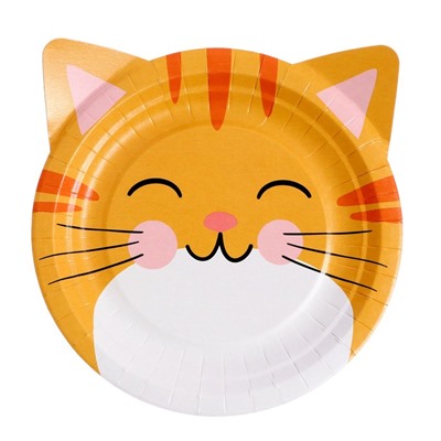 Набор бумажных тарелок «Кошки с ушками», в т/у плёнке, 6 шт, d=180 мм