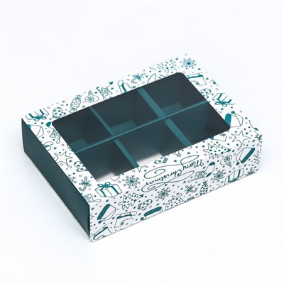 Коробка складная под 6 конфет "Зимние забавы", 13,7 х 9,8 х 3,8 см