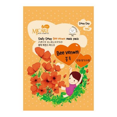 MJ Care Daily Dewy Bee Venom Mask Pack Маска тканевая с пчелиным ядом, 25 мл