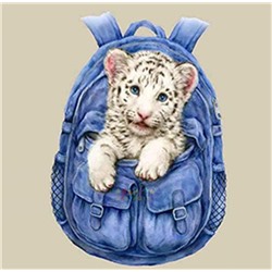 Алмазная мозаика картина стразами Тигрёнок в рюкзаке, 30х30 см