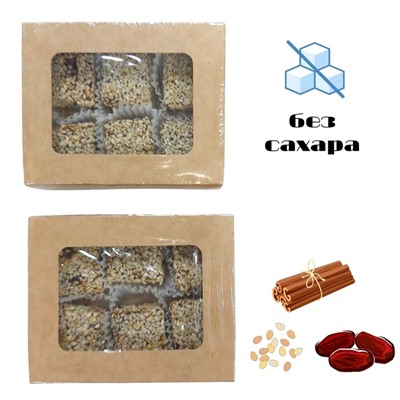 Конфеты из сухофруктов с кунжутом и корицей БЕЗ САХАРА 200 г (2 упаковки по 100)